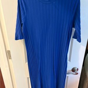 Eileen Fisher Ribbed Midi Dress in Royal Blue